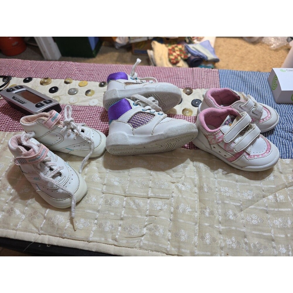 Toddler Baby Girl Sneakers Lot White‎ Pink Purple Athletic Shoes